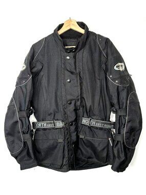 Bazik Noir Motorcycle Riding Jacket Mens M Black Belted Moto Touring Coat